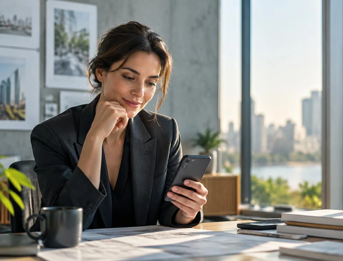 Professional reviewing campaign eligibility on a smartphone